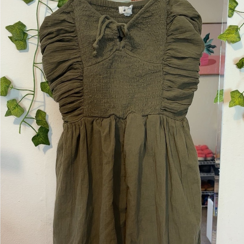 Aerie Olive Green Ruched Jumpsuit